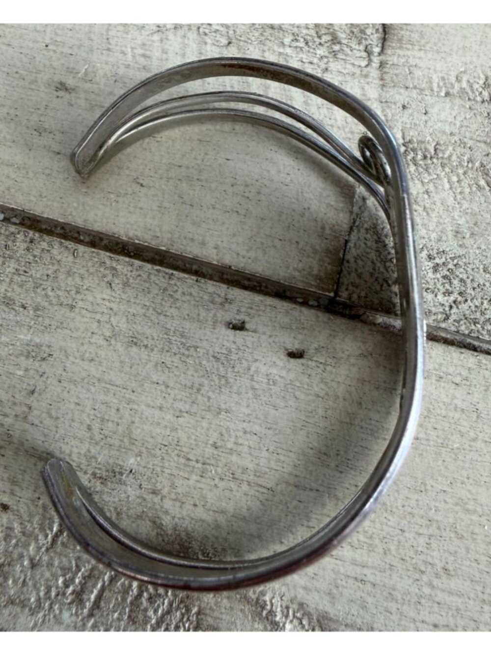 Vintage Alpaca Silver Turquoise & Lapis Inlay Adjustable Cuff Bracelet 6" Signed - Picture 6 of 6